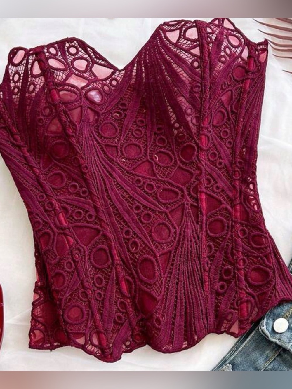 Burgundy Corset Top